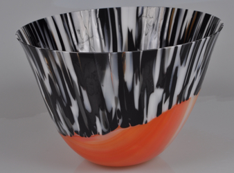 Skåle - Orange skål med sort hvid kant - Ø 15 cm